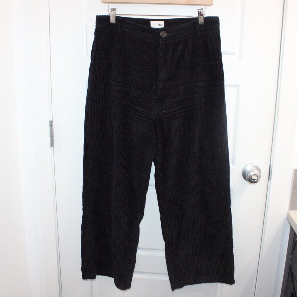 Amuse Society‎ Black Corduroy Wide Leg Cropped Pants Size 28